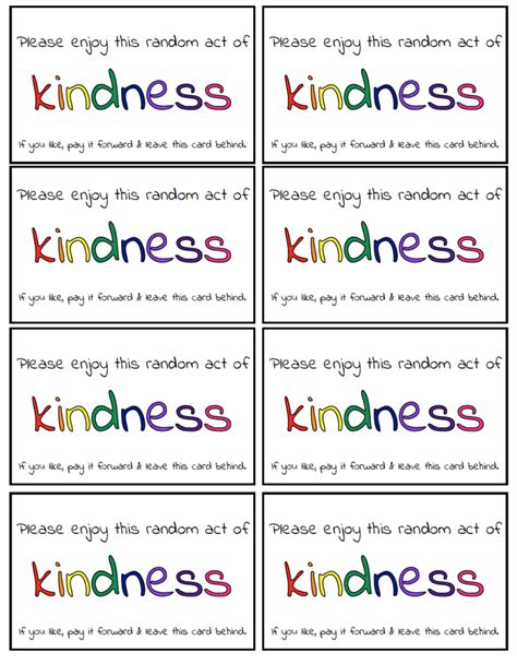 Free Printable Random Acts Of Kindness Cards Pdf